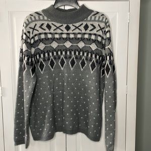 St. John’s Bay Winter Snowflake Sweater Gray/ White/ Black Size XL